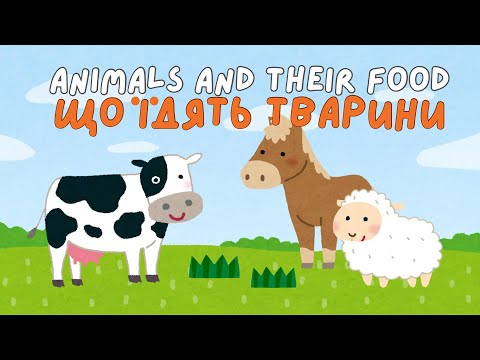 Видео: Animals and their food - Що їдять тварини - Англійська для дітей