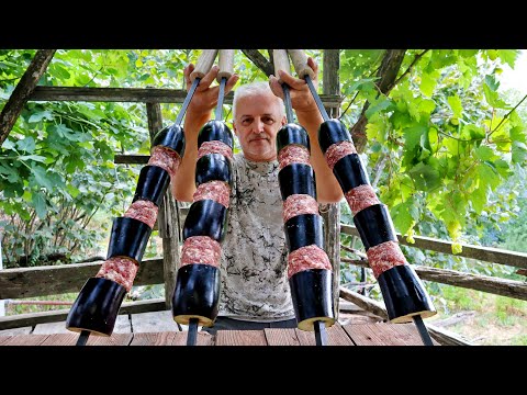 Видео: Традиционный турецкий рецепт шашлыка из баклажанов | Легкий салат с луком и фасолью вигны