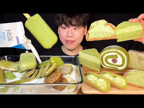 Видео: SUB) Корейский десерт со вкусом зеленого чая mukbang asmr | торт, рулет, брауни, заварное печенье