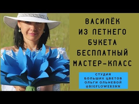 Видео: ВАСИЛЁК ИЗ ЛЕТНЕГО БУКЕТА. БЕСПЛАТНЫЙ МАСТЕР-КЛАСС ОТ СТУДИИ БОЛЬШИХ ЦВЕТОВ ОЛЬГИ ОЛЬНЕВОЙ.