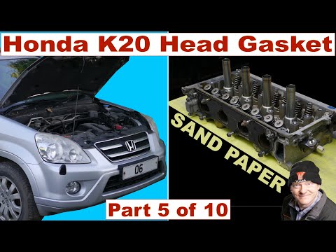 Видео: Часть 5 - Honda CRV 2 литра K20 A4 .... Обезжиривание головки блока цилиндров наждачной бумагой и...