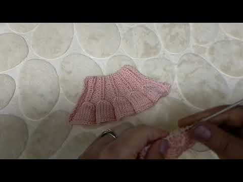 Видео: Оформление края, рюши-колокольчики, вязание сверху, спицами.