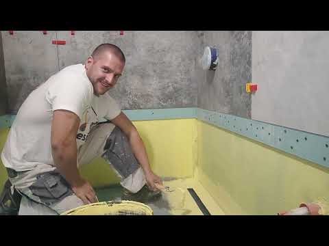 Видео: Грундиране и правене на хидроизолация на баня  Лепене на плочки около сифон #баня #bathroom