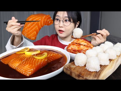 Видео: Соевый соус Маринованный лосось🧡Mukbang ASMR