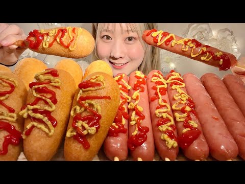 Видео: ASMR Корн дог Франкфуртская сосиска 【русские субтитры】【Mukbang/ Eating Sounds】