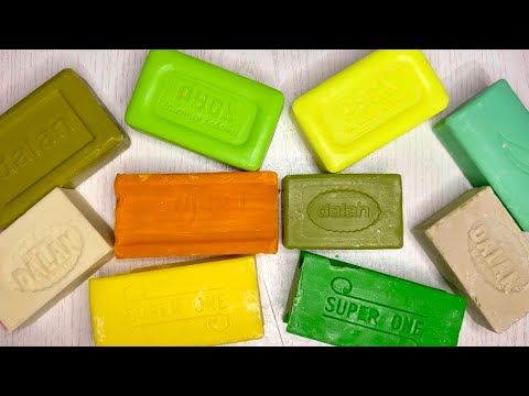 Видео: ASMR 🔪cutting dry soaps 🧼Резка больших брусков мыла💚💛🤍