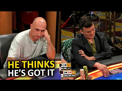 Видео: У него ДЕСЯТЬ ВЫСОКИХ карт против карманных тузов, но... @HustlerCasinoLive