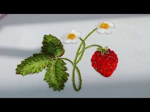 Видео: Embroidery :Strawberries 🍓 Вышивка: Клубника 🍓 Cómo bordar fresas