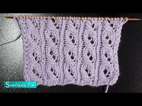 Видео: Узор спицами. Ажурные завитки. Вязание спицами # 632