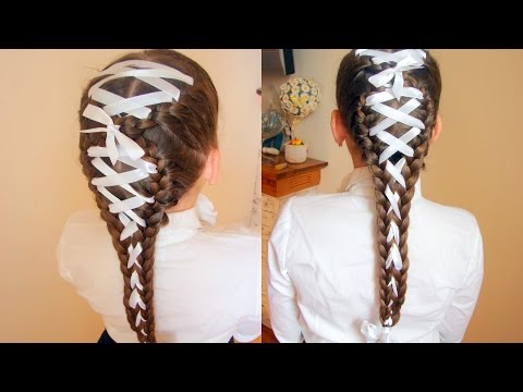 Видео: Коса Х. Шнуровка. Видео-урок. Trenza con cinta. Braid