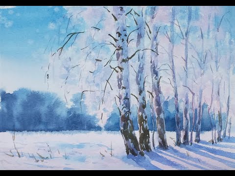 Видео: Белые березы. Акварельный мастер-класс для начинающих