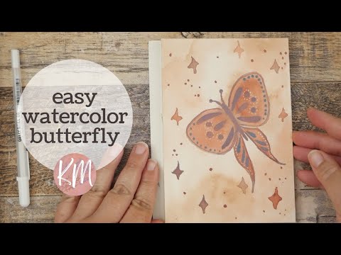 Видео: Нарисуйте эту простую бабочку акварелью. Полный процесс