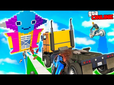 Видео: САМЫЙ АДСКИЙ СПУСК БЕЗ ТОРМОЗОВ! ПОПАЛИ НА ДИКУЮ МЕГА РАМПУ! СУПЕР РЕЖИМ ЛИЦОМ К ЛИЦУ В ГТА 5 ОНЛАЙН