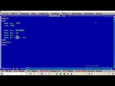 Видео: Прямое обращение в видеопамять из Ассемблера под MS-DOS.
