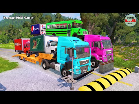 Видео: Двухплатформенный прицеп против «лежачих полицейских» | Автобусы против «лежачих полицейских» | B...