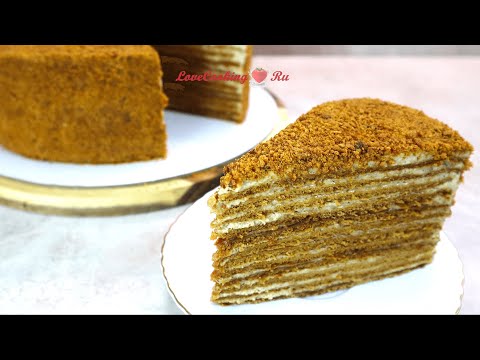 Видео: Карамельный медовик с ореховым кремом | LoveCookingRu