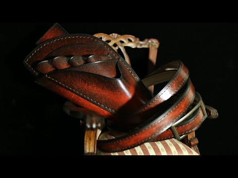 Видео: Чехол для ножниц из натуральной антикварной кожи ручной выделки / № 1