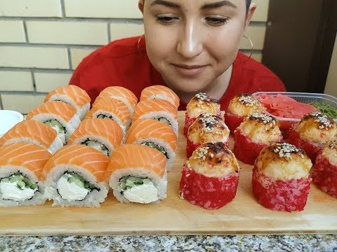 Видео: Филадельфия РОЛЛ Запеченные с Крабом | Salmon Sushi Rolls ASMR MUKBANG  | eating show | 먹방