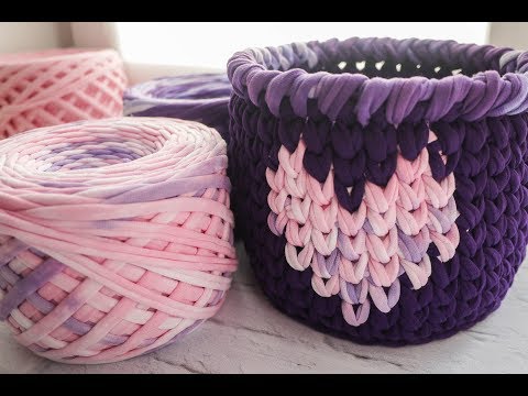 Видео: Корзинка с сердечками из трикотажной пряжи