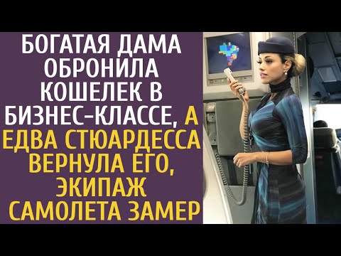 Видео: Богатая дама обронила кошелек в бизнес-классе, а едва стюардесса вернула его, экипаж самолета замер