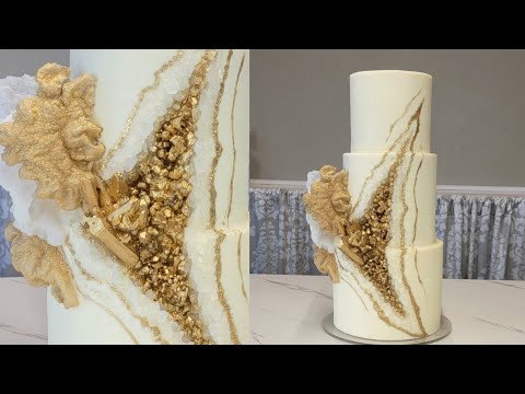 Видео: Великолепный торт с жеодами, вдохновлённый белым агатом | Золотые пирожные из рисовой бумаги | Ма...