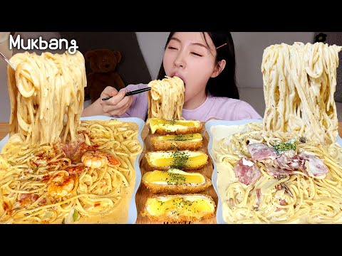 Видео: пряные креветки макароны VS Carbonara pasta, свинья кулитㅣpasta & Pork cutlet REAL SOUND MUKBANG