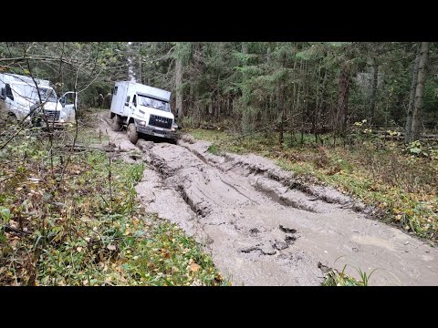 Видео: Вырвали поперечину на Газ Садко!!!Урал и Садко Некст штурмуют смоленские топи, стропы рвутся, жесть!