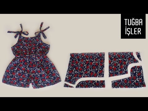 Видео: Как просто сшить  детский летний комбинезон для девочки на завязках и сделать выкройку | Tuğba İşler