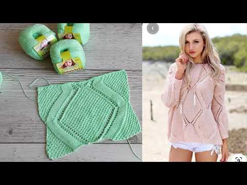 Видео: Узор для джемпера с ромбами. Ажурные ромбы спицами.