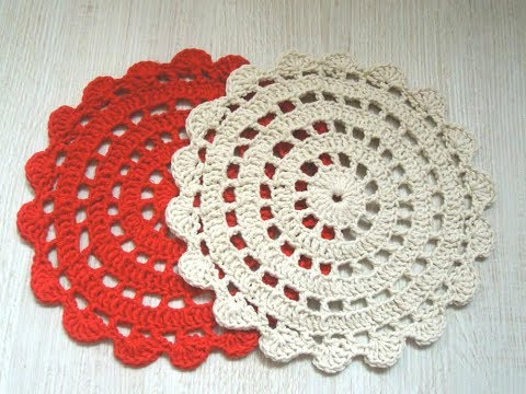 Видео: Подставка- салфетка под тарелку крючком. Table mat crochet