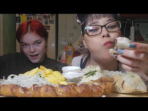 Видео: Мукбанг | Лагман, манты,люля кебаб,чизкейк | Обжор Асмр