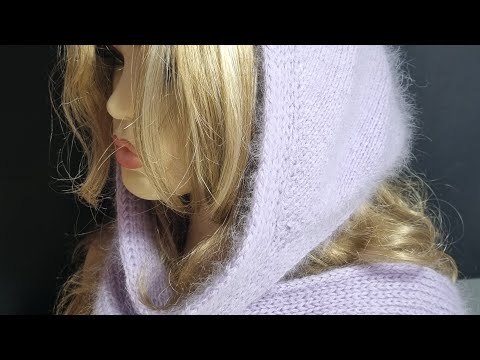 Видео: Косынка капор капюшон шарф - новый аксессуар. Вязание спицами. 3