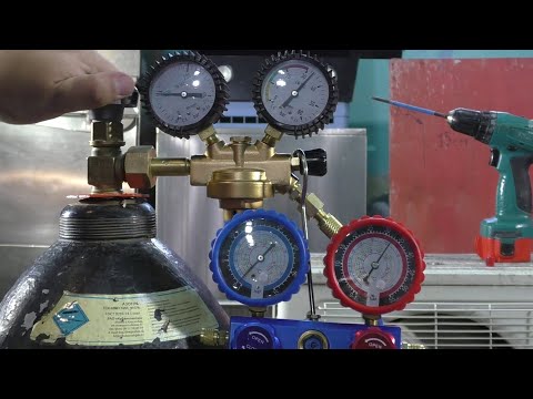 Видео: Опрессовка наружного блока кондиционера Азотом. Ремонт кондиционера пионер часть №2