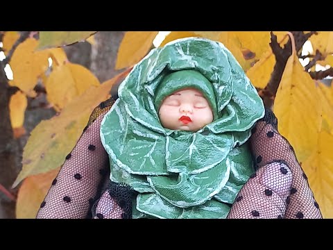 Видео: Малыш в капустных листьях из ватных дисков.
