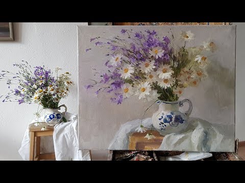 Видео: Полевые цветы. Живопись маслом.