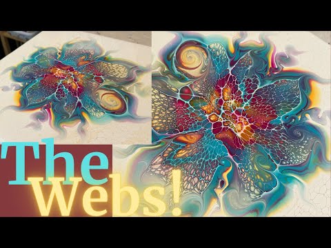 Видео: #254 Плавающий цветок EPIC Webbing |  Акриловая заливка |  Аннотация |  Жидкая живопись