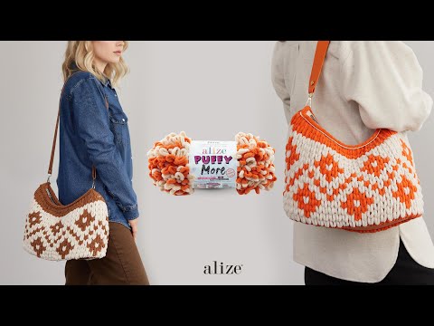 Видео: Никаких иголок, никаких крючков! Сумка-багет с Alize Puffy More