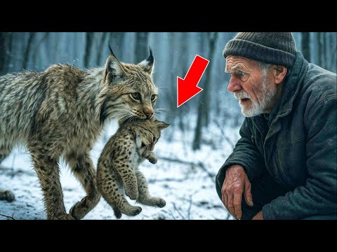 Видео: Измождённая рысь вышла из леса с детёнышем… То, что сделал старик, повергло всех в ШОК!