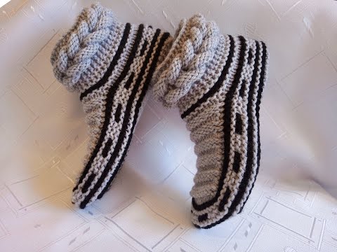 Видео: Плетени Терлици - Модел 20 (Knitted Slippers) (Тапочки спицами) (Patik) (Pantufas passo a passo)