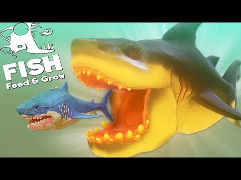 Видео: ГИГАНТСКАЯ БЕЛАЯ АКУЛА НАПАЛА НА МЕГАЛОДОНА | Feed and Grow Fish