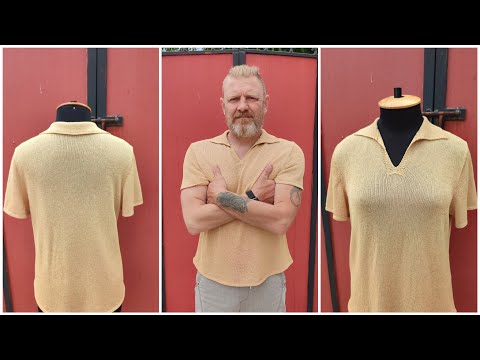 Видео: Мужская футболка с воротником Поло на вязальной машине