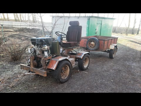 Видео: Батя конструктор, плуг первая пахота, минитрактор переломка