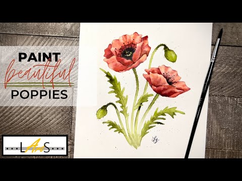 Видео: Как нарисовать красивый мак акварелью! Цветок мака! Красный мак! Мак!