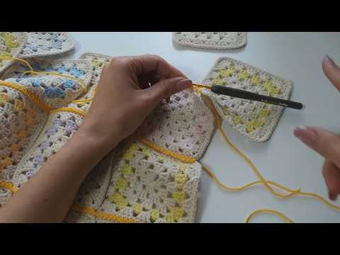 Видео: МК. Как соединить мотивы бабушкин квадрат. Плед из бабушкиных квадратов.