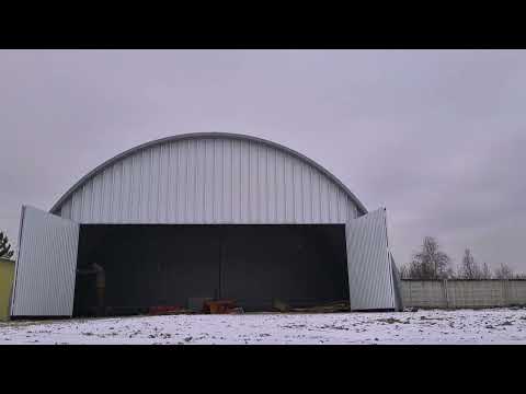 Видео: Сдвижные ворота в ангар. 