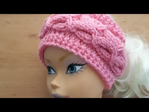Видео: Вяжем спицами красивую повязку на голову.