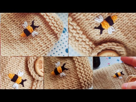 Видео: ✓Пчёлка Вышивка на вязаном изделии как вышить пчелку Embroidery bee