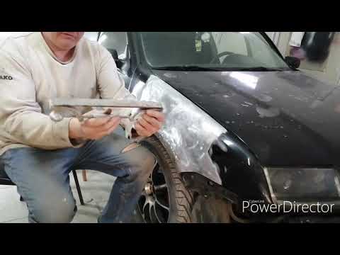 Видео: Как рихтовать крыло фольксвагена  спотером. Полный цикл.