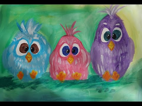 Видео: Весняні пташенятка || spring chicks || весенние радужные птенчики, рисуем просто красками