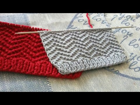 Видео: Узор "Зигзаг" спицами поворотными и круговыми рядами. Схемы узора.